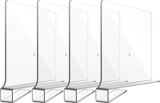 Plankverdeler 4 stuks transparant - Kledingkast & Boeken