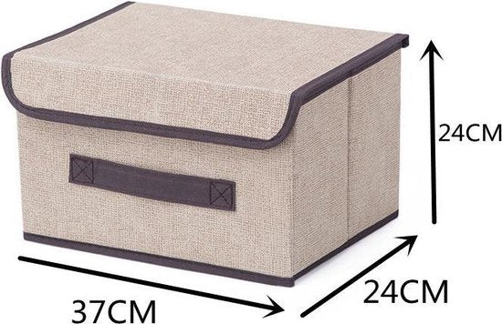 2x Opvouwbare opbergbox beige 37x24x24 cm, stevig materiaal