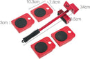 Meubelroller 4 stuks met krik - Max 150kg - Rood