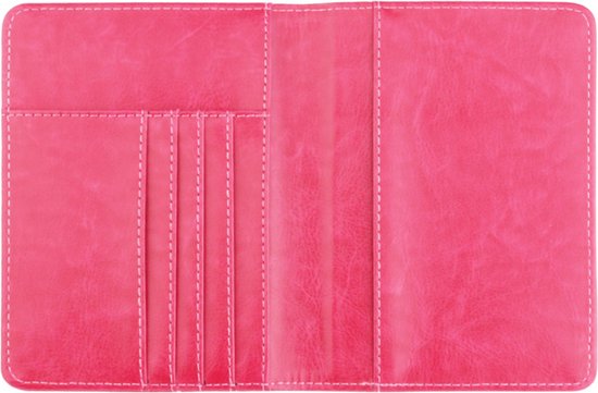 TDR - Luxe kunstleder paspoort en pasjes houder - met RFID-blokkeringstechnologie - met Nederlands voorgedrukt motief - Roze