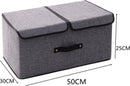 2 Stuks opvouwbare opbergbox - 2 vakken (midden stuk is verwijderbaar) - Stevig duurvast materiaal - 50 * 30 * 25cm - grijs
