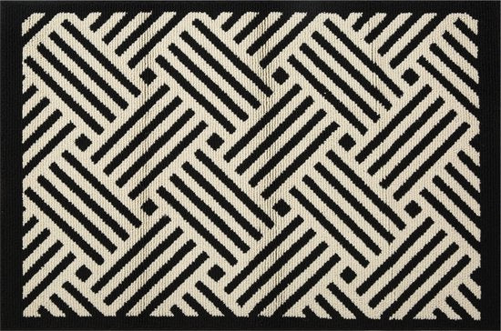 Antislip Deurmat 60x90cm Zwart - Geometrisch Patroon, Wasbaa
