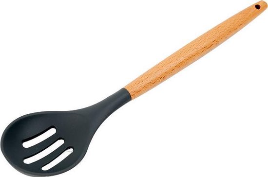TDR - Kookgerei set met Houder 11-delig - Hout met Siliconen - grijs