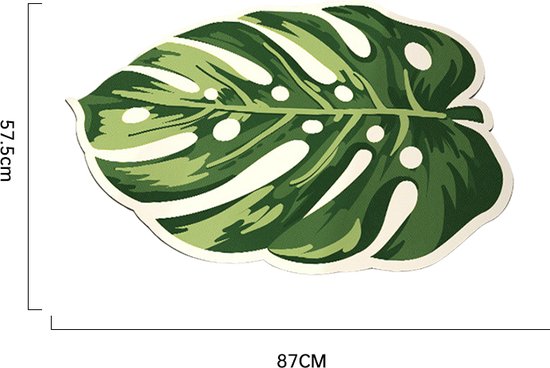 Luxe Monstera Blad Antislip Vloermat - Groene Siliconen Super Absorberende Mat-87x57,5 cm