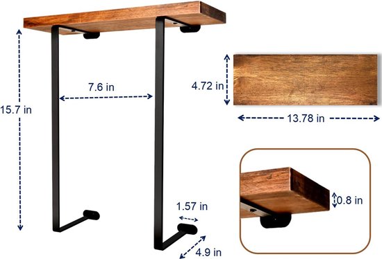 Handdoekrek met Houten Plank - Zwart, Stijlvol & Functioneel