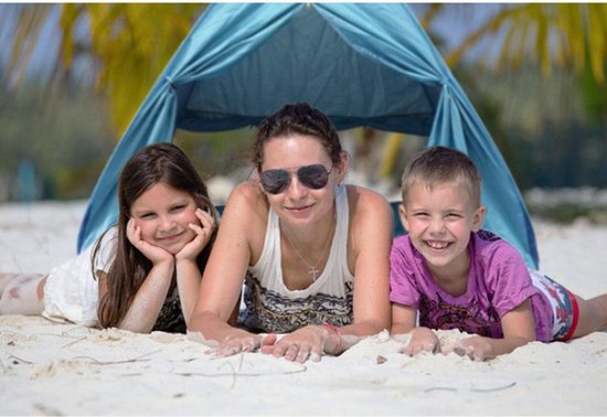 TDR-Strandtent- pop-up strandtent-draagbare tent-Anti-UV 50+ -  blauw met draagtas