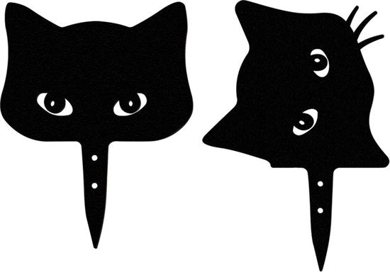 Unikorf 2-delige IJzeren Kattenspion Tuindecoratie Zwart