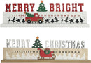 2delige Exclusieve Luxe Houten Kerst Aftelkalender – Magisch Ontwerp met Verplaatsbare Slee of Auto – Perfecte Feestdecoratie-40*5*12.5cm