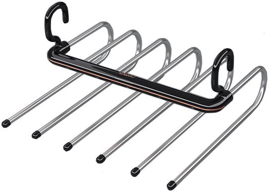Ruimtebesparende Kledinghanger - Kledinghangers - Kapstok - Broekhanger - Antislip - Zwart - 6 Haken