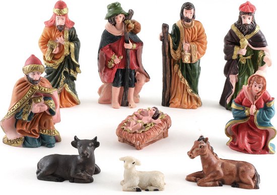 10-delige Kerststalset Hars, Traditioneel met Gedetailleerde