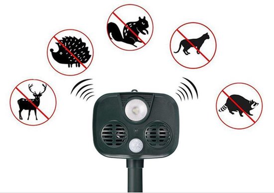TDR - Ongedierte Bestrijder - Ultrasone - Steenmarters /Vogels / Ratten / Muizen / Katten- Opladen met zonne-energie - donkergroen