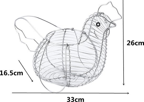 Luxe Kippen-Eiermand van Hoogwaardig IJzer - Zilver 32x26cm