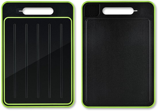 Dubbelzijdige snijplank 25x36,5 cm aluminium zwart/groen
