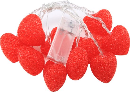 LED-liefdeslichtslinger-Hartvormig lichtsnoer voor Romantische Gelegenheden-werkt op batterij-1,5 meter 10 lampjes - rood