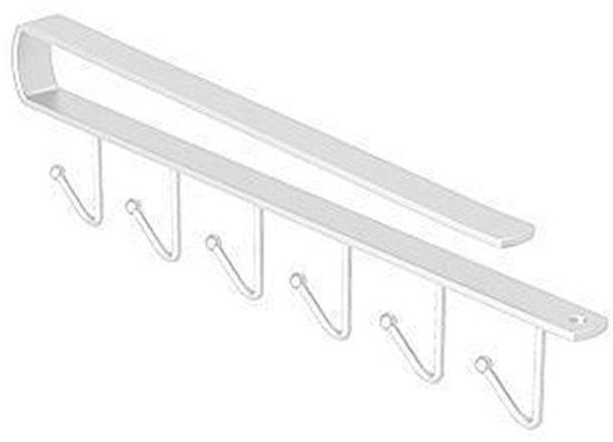 Keukenhaak Onder Plank – Set van 4 – Metaal – Zwart – 6 Haken – Ophangrek voor Keukengerei, Mok, Handdoek – 26cm
