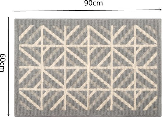 Antislip Deurmat - Geometrisch Patroon - Absorberend en Wasbaar - Ideaal voor Binnen 60X90CM-grijs