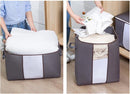 4 Stuks Opbergtassen van Oxford stof - voor kleding, dekbed en tuinkussens - set van 4 stuks - 62 liter - 48x28x46 - grijs