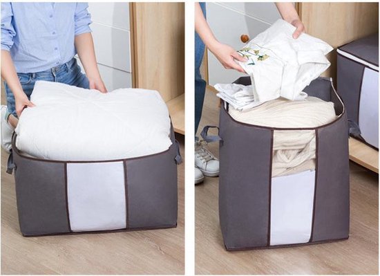 4 Stuks Opbergtassen van Oxford stof - voor kleding, dekbed en tuinkussens - set van 4 stuks - 62 liter - 48x28x46 - grijs