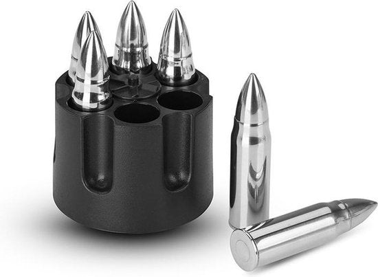 Whiskey Kogels Set van 6 - Herbruikbaar RVS Revolvervat