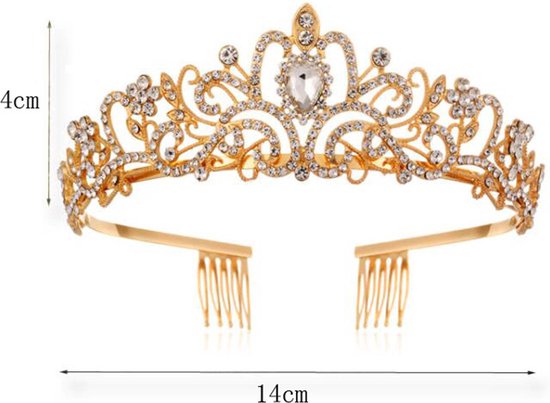 Betoverende Diadeem Kroon met Zijdelingse Kammen - Schitterend Accessoire voor Speciale Gelegenheden-goud