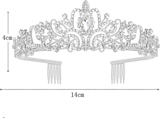 Betoverende Diadeem Kroon met Zijdelingse Kammen - Schitterend Accessoire voor Speciale Gelegenheden-zilver