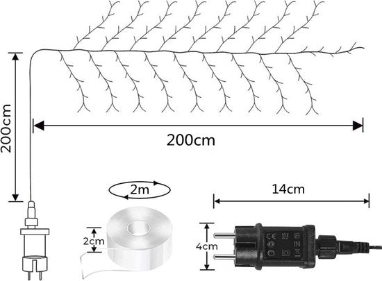 Prachtige LED Takkenrank Wandlamp -2meter lang 144 LED-lampen - Geschikt voor Binnen en Buiten - 8 Verlichtingsmodi - Flexibel en Decoratief-bruin