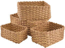4 delige Natuurlijke Rieten Handgeweven Opbergdozen set-Rust