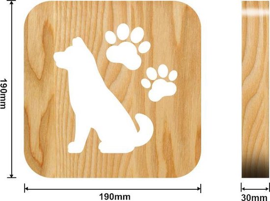 Unikorf Houten LED tafellamp 19cm hondfiguur touch control