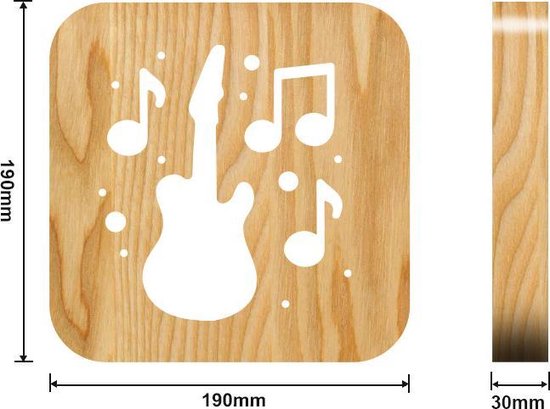 Unikorf 19cm Houten Gitaarlamp - LED, One Touch