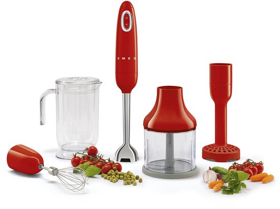 SMEG HBF22RDEU - Staafmixer - Rood - 700W - Met accessoires