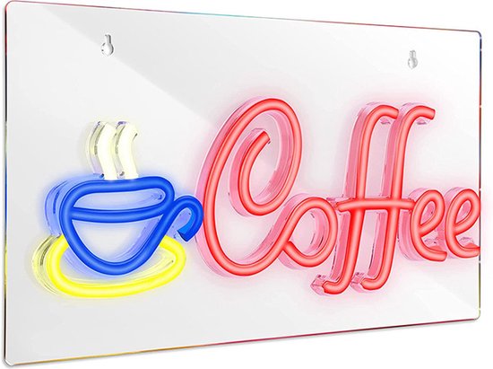 Opvallende "Coffee" Neon LED Lamp-Neon Wandlamp -Perfecte Decoratie voor Koffieliefhebbers(Incl. Adapter & Ophanghaakjes)-42x22cm