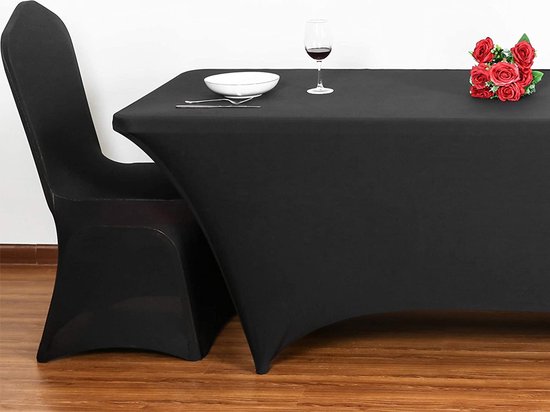 Elastisch Tafelkleed Zwart voor Rechthoekige Tafel 183x76cm