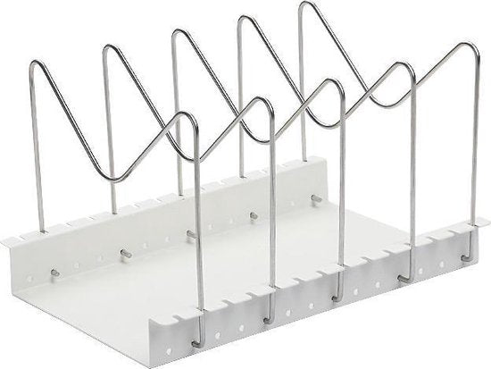 Verstelbaar RVS Pannenrek - Keukenorganizer - Wit