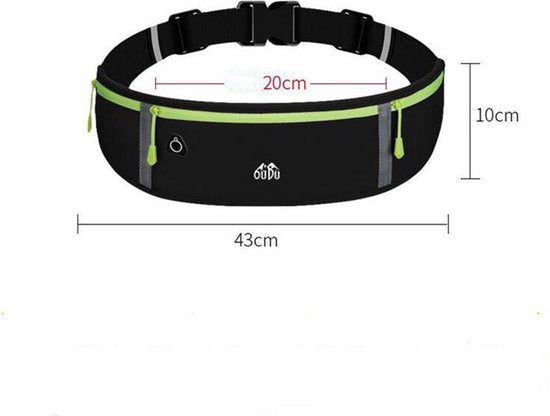 Waterafstotende Heuptas - Verstelbaar, Reflecterend, Zwart/G