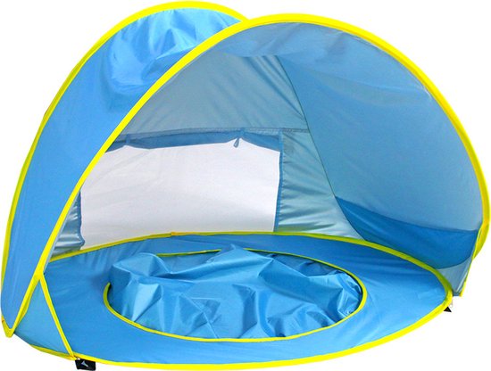 superleuke baby-strandtent met zwembadje-UV-bescherming-blauw