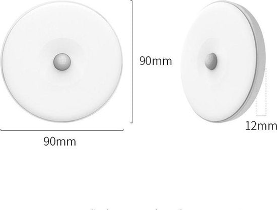 Draadloze LED-plaklamp (12 mm dik) met bewegingssensor, timer en oplaadbare batterij - oogbeschermend en dimbaar met warm-witte gloed (2700 K) - perfect voor kamer en kastverlichting 's nachts en als cadeau voor speciale gelegenheden