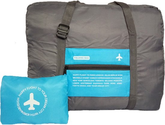 2x Draagbare Opvouwbare Opbergtas - 32L Handbagage Blauw