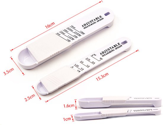 Unikorf 2-delige verstelbare weeg- & maatlepels - wit