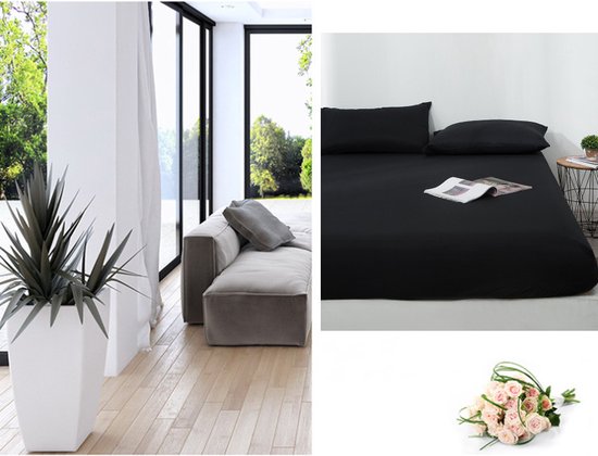 Tweepersoons Matrashoes - Ademend & Antibacterieel - Waterdicht - Bescherm uw matras tegen vloeistoffen & allergieën200*220+30CM -zwart