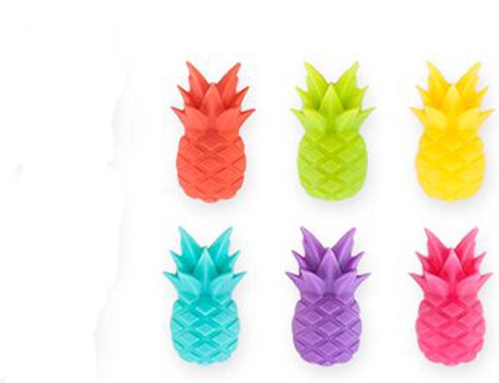 12x Ananas Glasmarkers – Vrolijke Siliconen Glasversiering