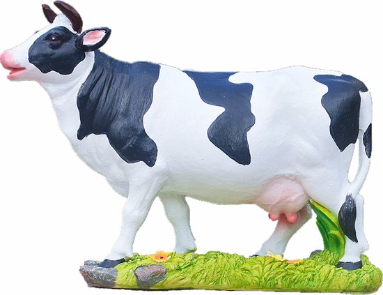 Levendig Koeienbeeldje van Synthetische Hars - Schattig Dieren Beeldhouwwerk voor Decoratie en Geschenken 22x8x17cm