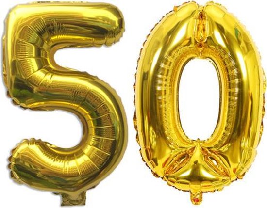 56 delig latex ballonnen versiering - Thema: 50 jaar - Kleur goud