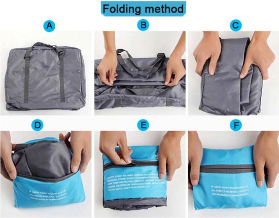 2x Draagbare Opvouwbare Opbergtas - 32L Handbagage Blauw