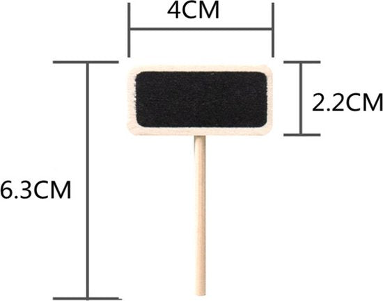 50 stuks Charmant Krijtbord met Paaltje voor Tuin en Horeca-zwart-4x2.2x6.3cm
