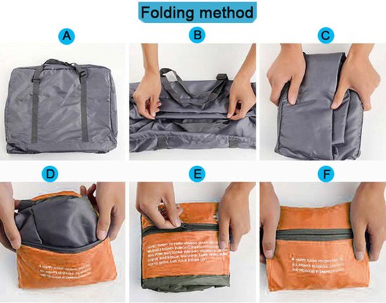 2 Stuks Draagbare opvouwbare opbergtas -Handbagage Reistas-Grote capaciteit 32Liter-oranje