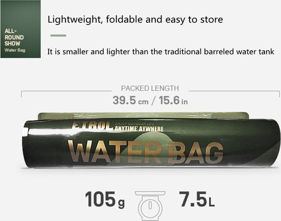 Outdoor Draagbare Waterzak met Kraan voor Kamperen, Wandelen, Picknicken, Vissen en Reizen, etc- 7.5L Capaciteit - Opvouwbaar en Milieuvriendelijk - Jungle Groen