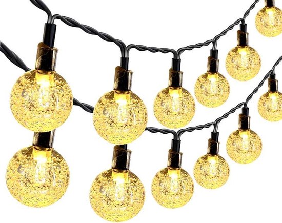 Zonne-Energie Kristallen Bol Lampjes 24mm - 30 Warm Witte LED