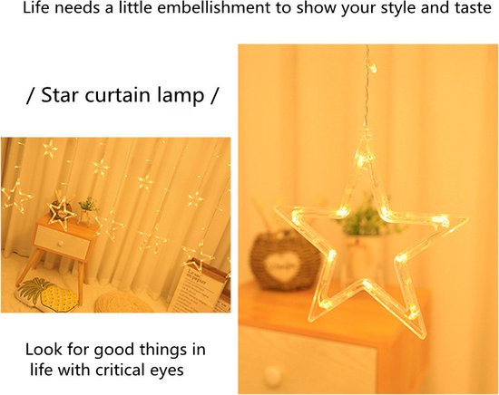 Sterrenhemel- Lichtketting met sterren-Verlichting voor Buiten & Binnen- LED lichtgordijn met 8 verlichtingsmodi - warm licht met 1.5M snoer 220V