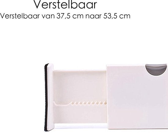 Lade Organizer - Kunststof - Wit - Verstelbaar 37,5 cm - 53,5 cm