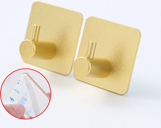 8x Zelfklevende RVS Haken - Roestvrij, Geen Boren - Goud